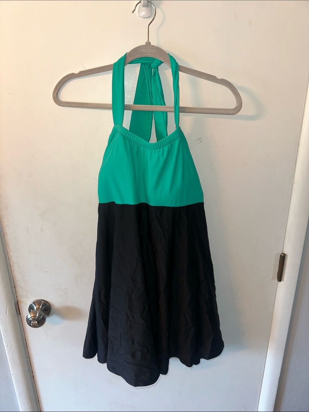 Green and Black Halter swim dress